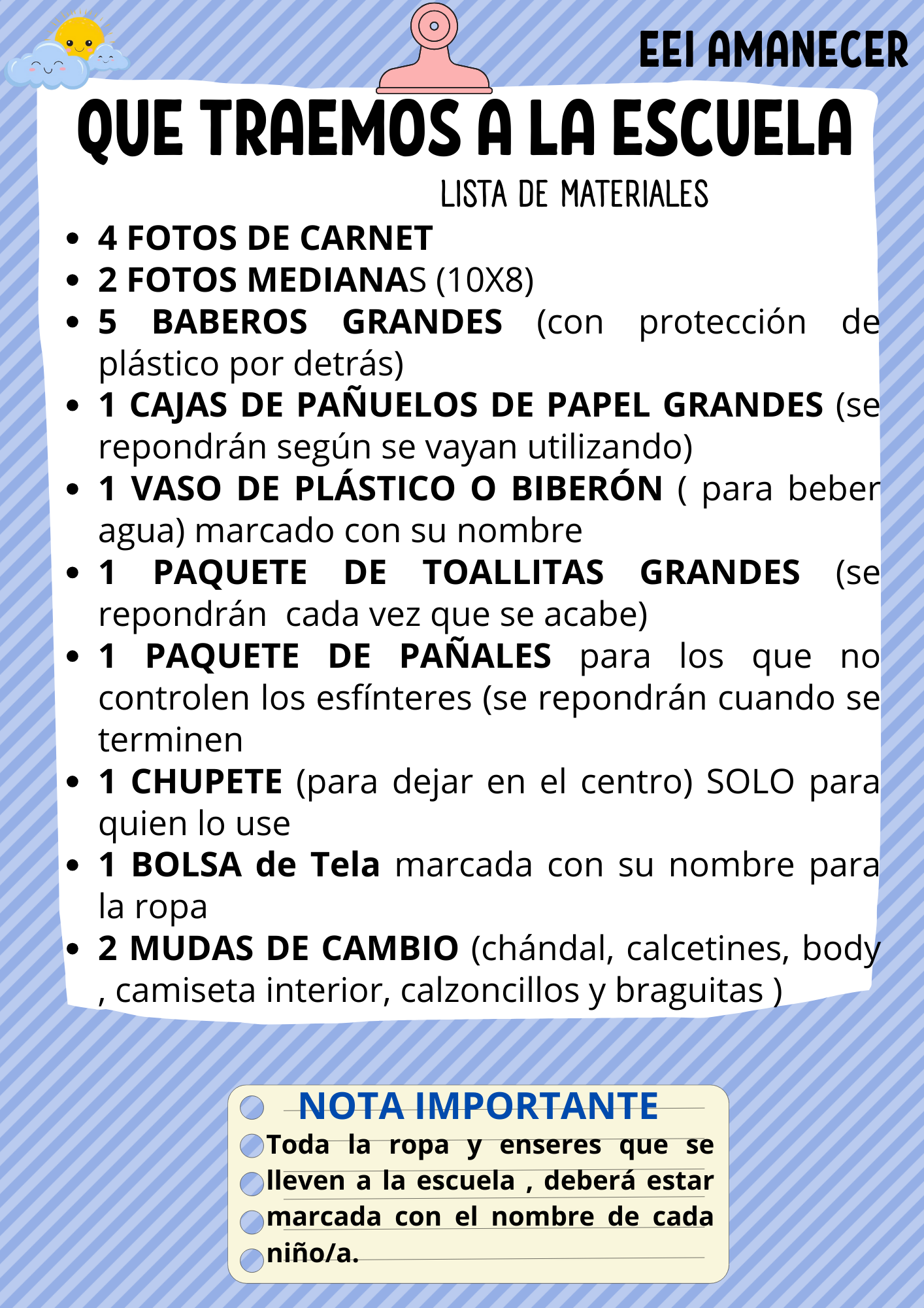 Que traemos a la escuela 25/26